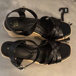 Time and Tru Black Espadrille Sandals